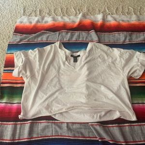 Cropped F21 white v-neck top